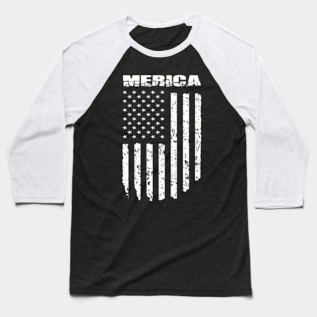 Merica Vintage American Flag Usa Retro Baseball T-Shirt by FabulousDesigns